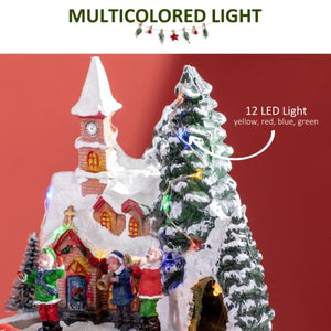 Animated Christmas Village Scene with Pre-Lit LED Lights, Musical Train and Figures