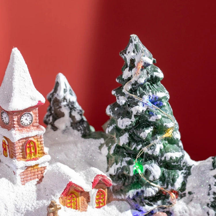 Animated Christmas Village Scene with Pre-Lit LED Lights, Musical Train and Figures