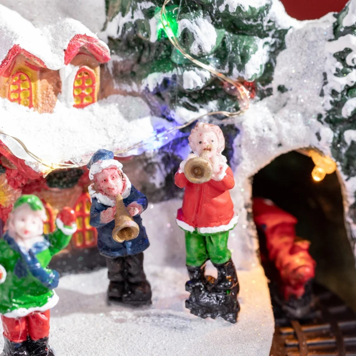 Animated Christmas Village Scene with Pre-Lit LED Lights, Musical Train and Figures