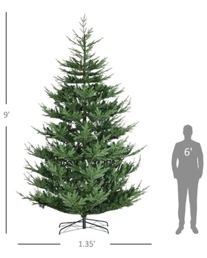 Artificial Christmas Tree - 6ft, 7.5ft, 9ft Pine Hinged Tree with Realistic Branches