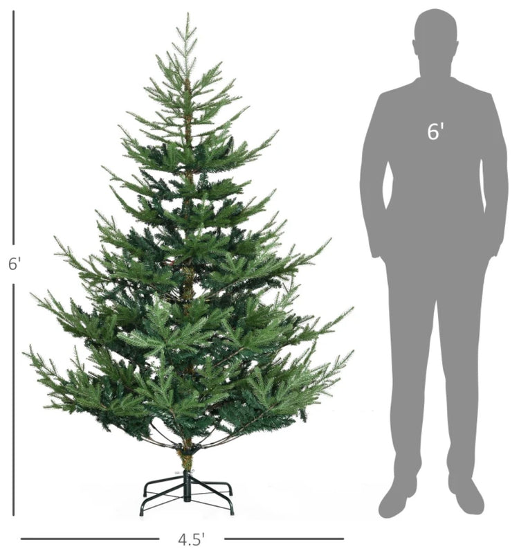 Artificial Christmas Tree - 6ft, 7.5ft, 9ft Pine Hinged Tree with Realistic Branches