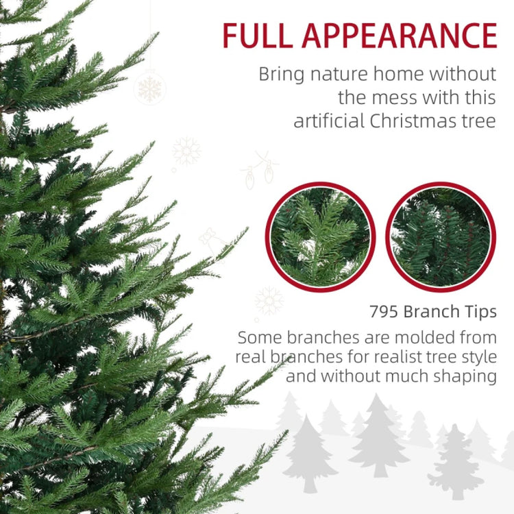 Artificial Christmas Tree - 6ft, 7.5ft, 9ft Pine Hinged Tree with Realistic Branches