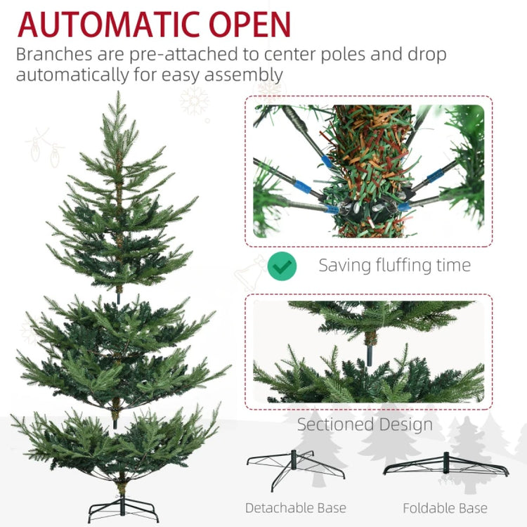 Artificial Christmas Tree - 6ft, 7.5ft, 9ft Pine Hinged Tree with Realistic Branches