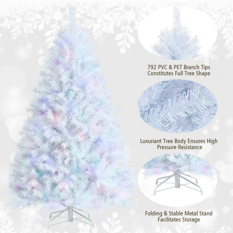 Artificial Christmas Tree with Iridescent Tips and Sturdy Metal Base