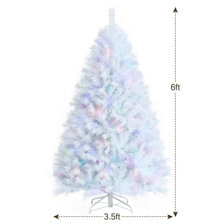 Artificial Christmas Tree with Iridescent Tips and Sturdy Metal Base