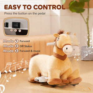 Easy-to-assemble toddler ride-on horse with rechargeable battery