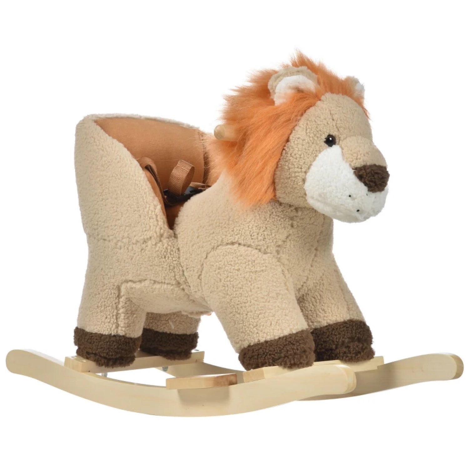 Qaba Baby Rocking Horse Lion Style with Sound, Plush Stuffed Rocking Animals