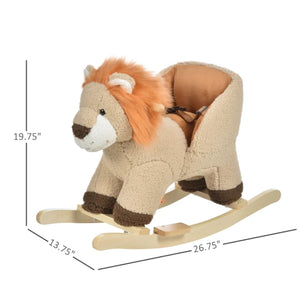 Qaba Baby Rocking Horse Lion Style with Sound, Plush Stuffed Rocking Animals