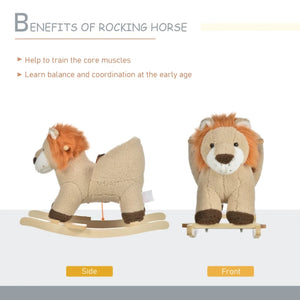 Qaba Baby Rocking Horse Lion Style with Sound, Plush Stuffed Rocking Animals