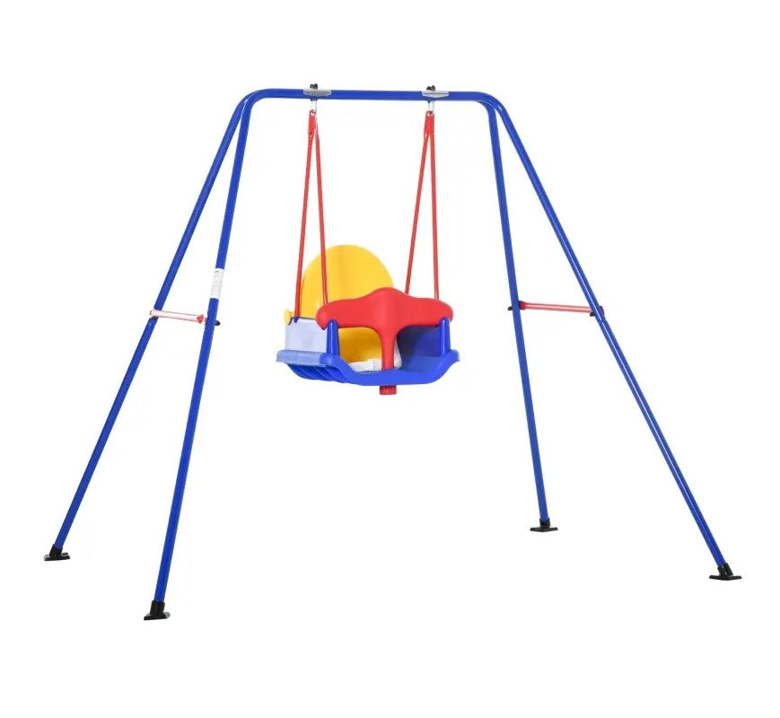 Baby Swing Set for Backyard and Indoor, Metal Frame with Harness for Kids 6-36 Months