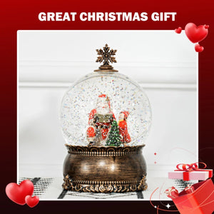 Battery-Operated Musical Lighted Christmas Snow Globe with Swirling Glitter, Bronze