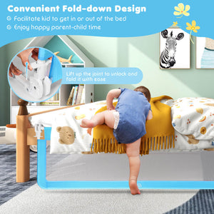 59" Foldable Breathable Baby Bed Rail Guard with Safety Strap for Secure Sleep Protection