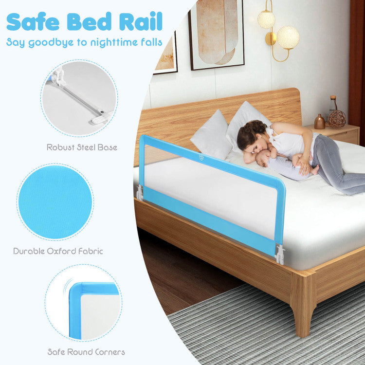 59" Foldable Breathable Baby Bed Rail Guard with Safety Strap for Secure Sleep Protection