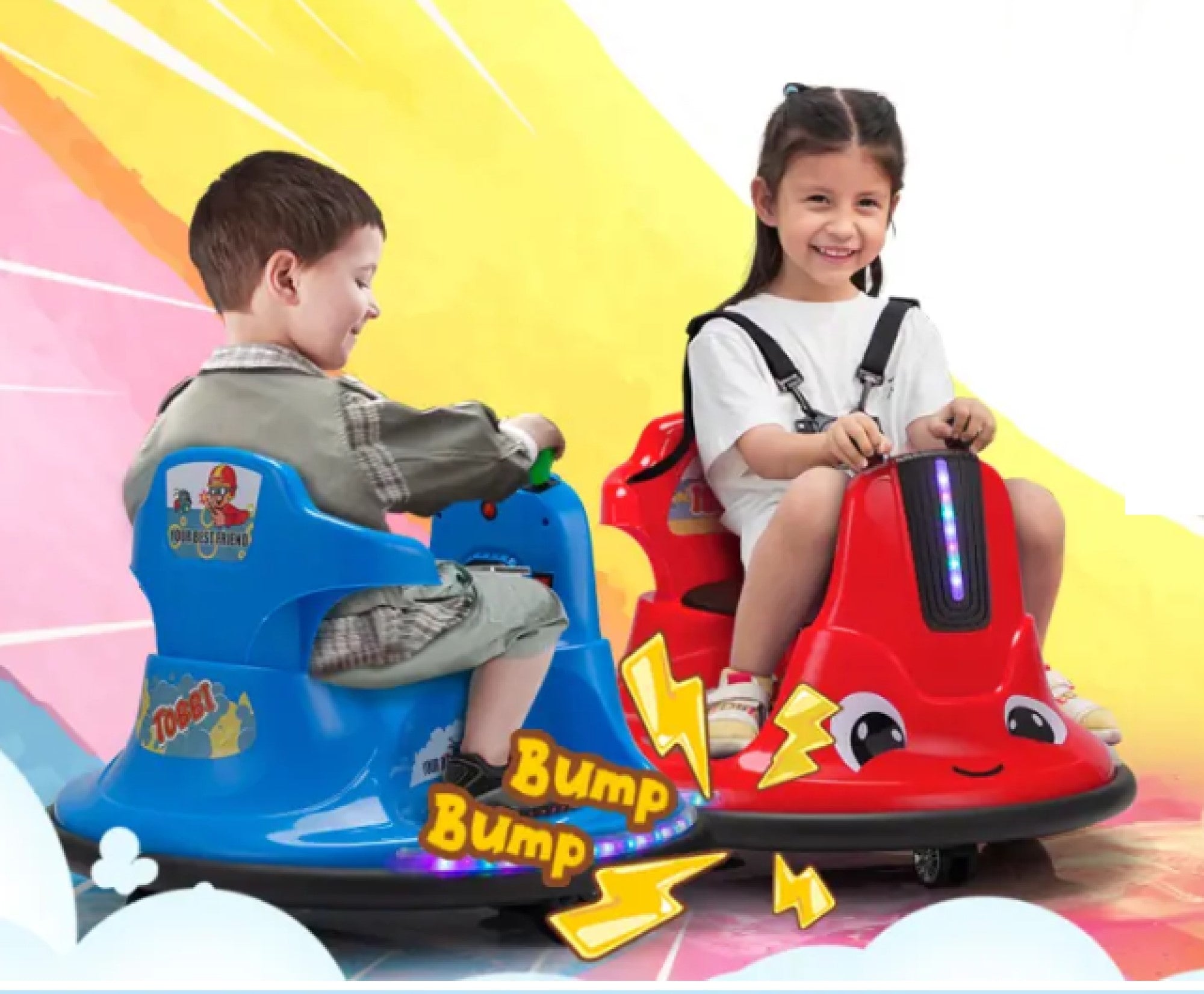 Tobbi 12V Kids Electric Ride On Bumper Car with Remote Control, 360 Degree Spin - Toys Ride on, Toys Ride Bumper Car, Red