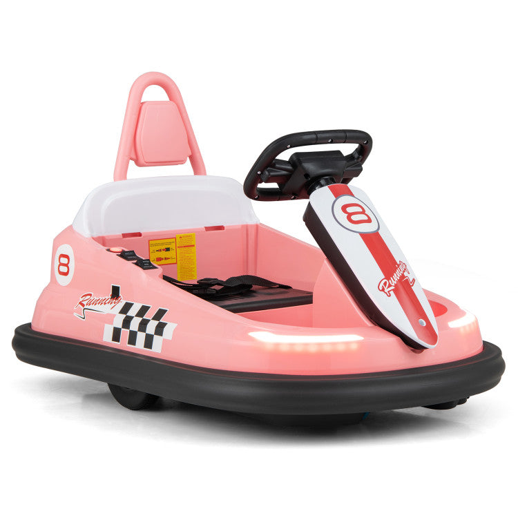 6Volt Bumper Car for Kids, 360° Rotation Electric Ride On Bumper, White