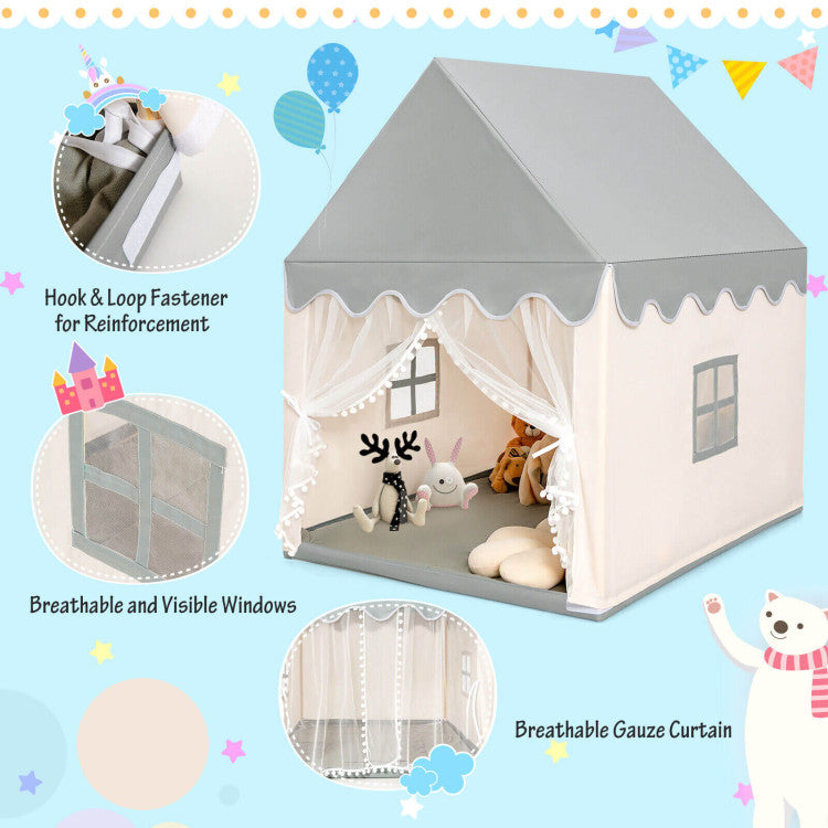 Kids Large Fairy Castle Play Tent with Mat – Indoor/Outdoor Princess Playhouse