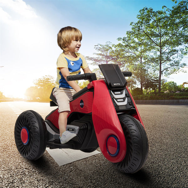 Children's Battery Powered 6V Electric Motorcycle 3 Wheels Double Drive, USB, Playback Music Functions, Red