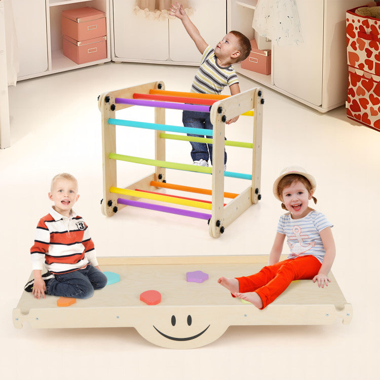 Indoor Climbing Triangle Ladder Toy with Reversible Ramp | Kids' Jungle Gym Set