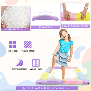 Colorful Kids Wavy Balance Beam with Textured Surface & Non-Slip Foot Pads for Safe Play