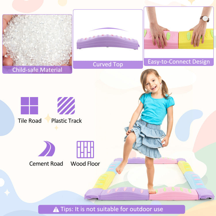 Colorful Kids Wavy Balance Beam with Textured Surface & Non-Slip Foot Pads for Safe Play