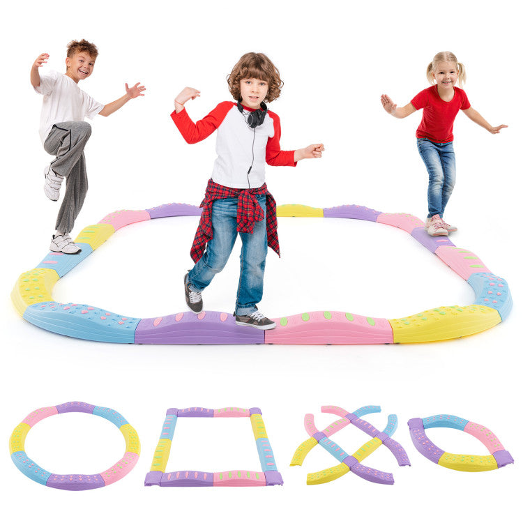 Colorful Kids Wavy Balance Beam with Textured Surface & Non-Slip Foot Pads for Safe Play