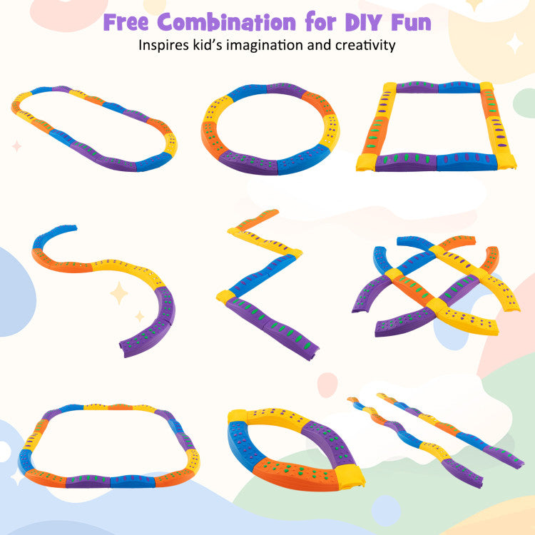 Colorful Kids Wavy Balance Beam with Textured Surface & Non-Slip Foot Pads for Safe Play