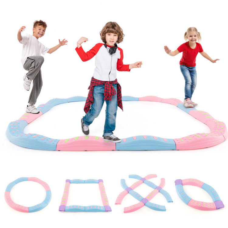 Colorful Kids Wavy Balance Beam with Textured Surface & Non-Slip Foot Pads for Safe Play