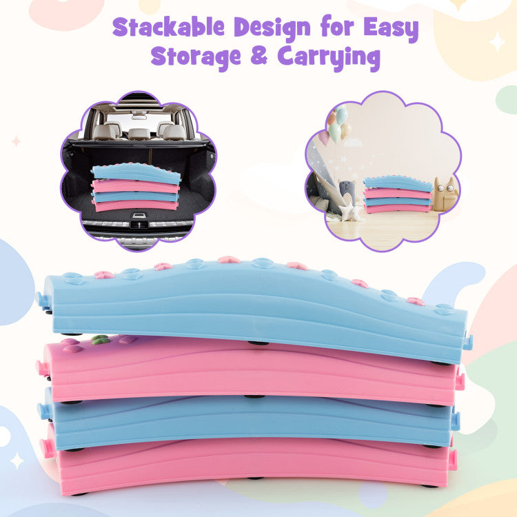 Colorful Kids Wavy Balance Beam with Textured Surface & Non-Slip Foot Pads for Safe Play