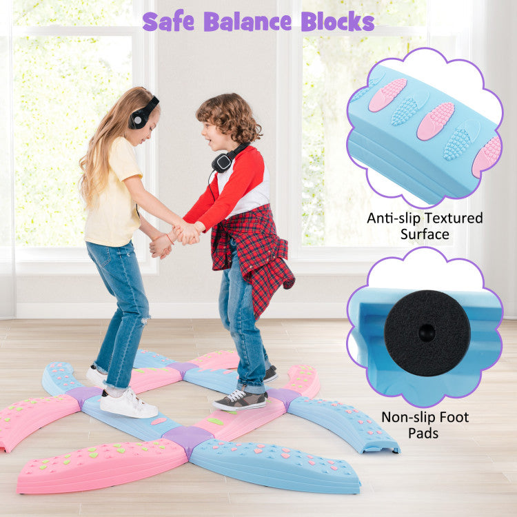Colorful Kids Wavy Balance Beam with Textured Surface & Non-Slip Foot Pads for Safe Play