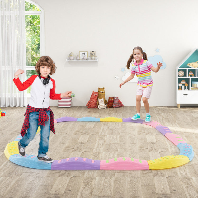 Colorful Kids Wavy Balance Beam with Textured Surface & Non-Slip Foot Pads for Safe Play