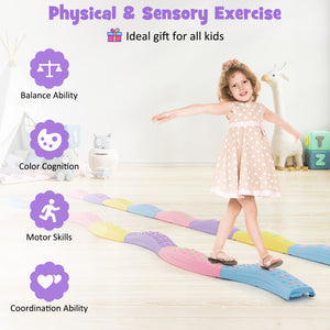 Colorful Kids Wavy Balance Beam with Textured Surface & Non-Slip Foot Pads for Safe Play
