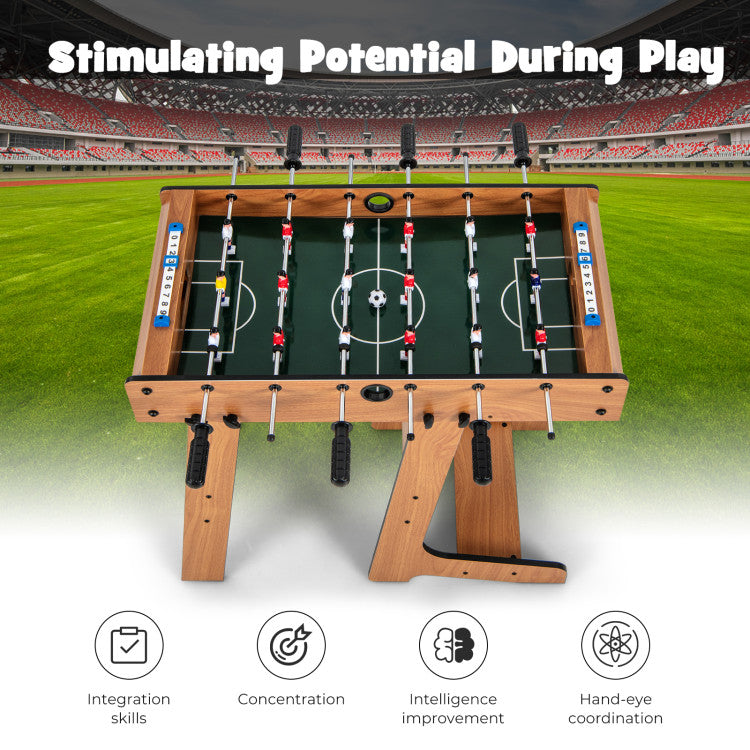 Compact Table Football with Durable Handles & 2 Footballs – Space-Saving Design