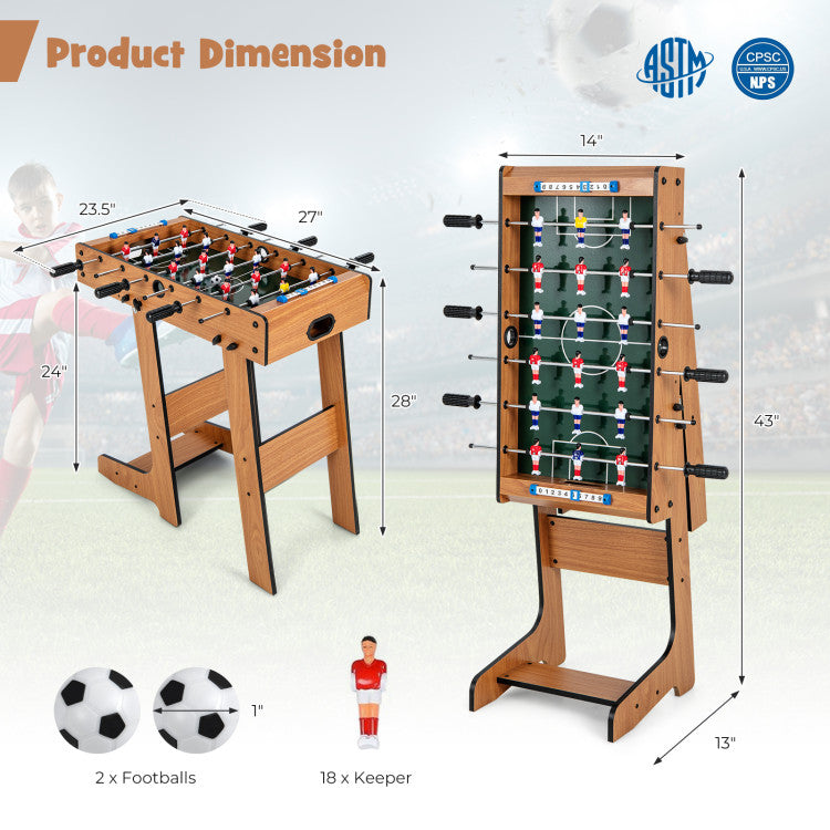 Compact Table Football with Durable Handles & 2 Footballs – Space-Saving Design