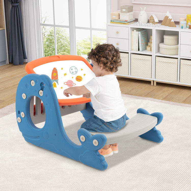 Convertible Kids Activity Table Set Toddler Easel with Erasable Whiteboard