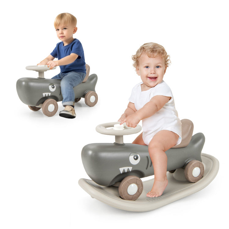 Convertible Rocking Horse and Sliding Car with Detachable Balance Board for Kids