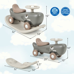 Convertible Rocking Horse and Sliding Car with Detachable Balance Board for Kids