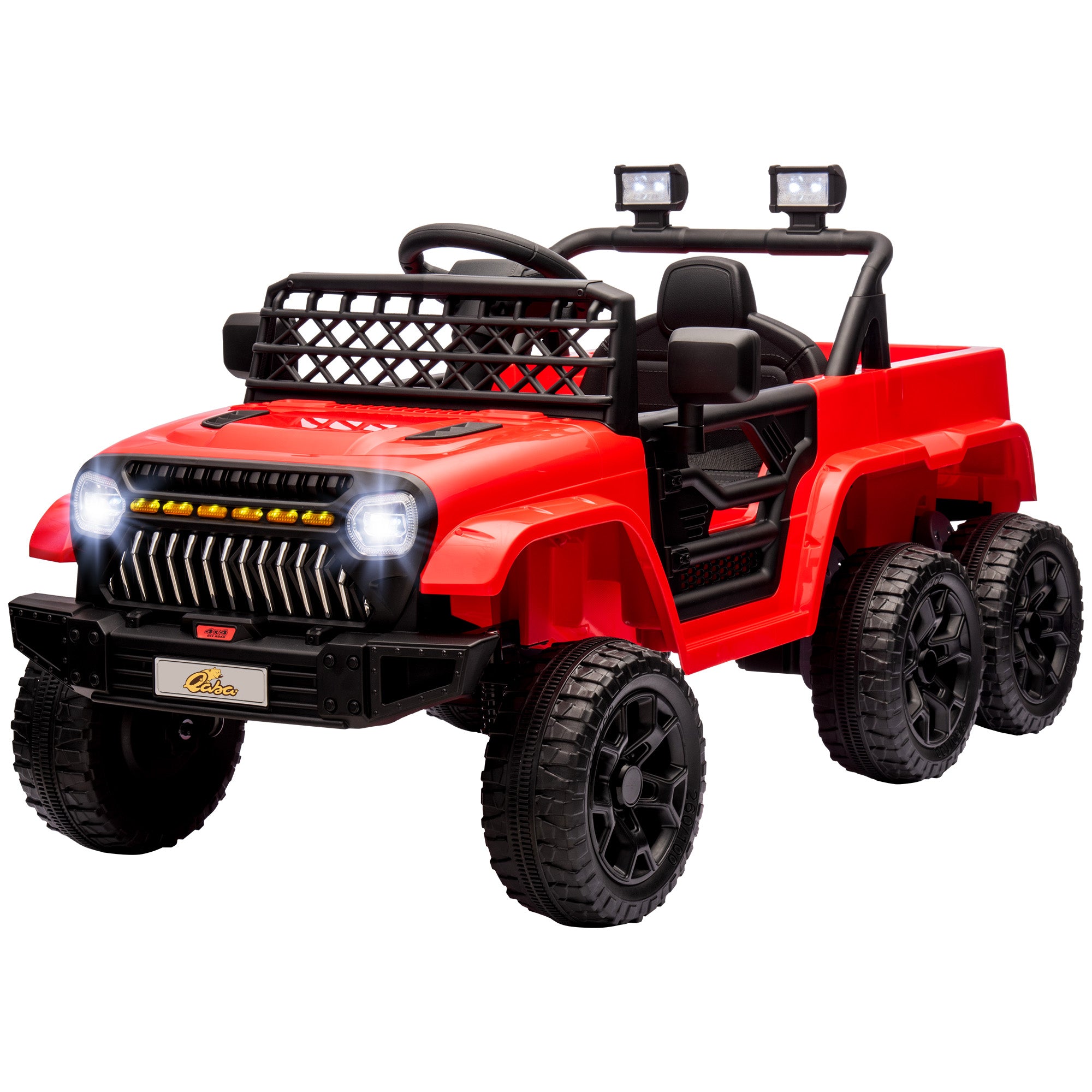 12V 4x4 Kids Electric Ride-On Car with Remote Control, Switchable 2WD/4WD, Music, Lights, Suspension System, Back Trailer, Battery Powered Toy Vehicle for Kids 3-8 Years