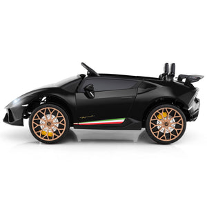 Black sports car with gold wheels on a white background