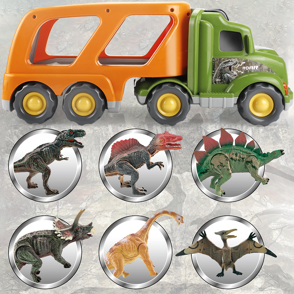 Dinosaur Transport Truck Playset for Kids - Includes T-Rex, Pterodactyl, and Brachiosaurus - Perfect for Boys and Girls Ages 3-6