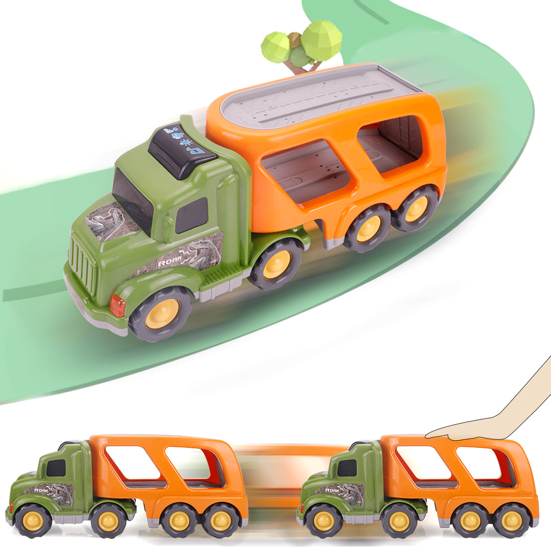 Dinosaur Transport Truck Playset for Kids - Includes T-Rex, Pterodactyl, and Brachiosaurus - Perfect for Boys and Girls Ages 3-6