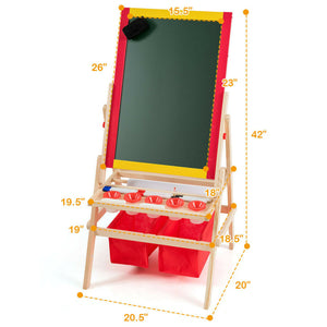 Double-Sided Flip-Over Kids Art Easel with Magnetic Chalkboard and Whiteboard