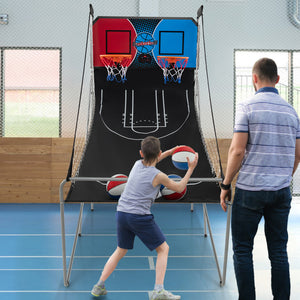 Dual Shot Basketball Arcade Game with 8 Modes and 4 Basketballs for Home Fun