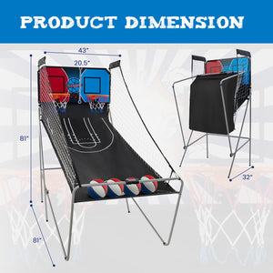 Dual Shot Basketball Arcade Game with 8 Modes and 4 Basketballs for Home Fun