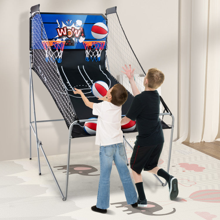 Dual Shot Basketball Arcade Game with 8 Modes and 4 Basketballs for Home Fun