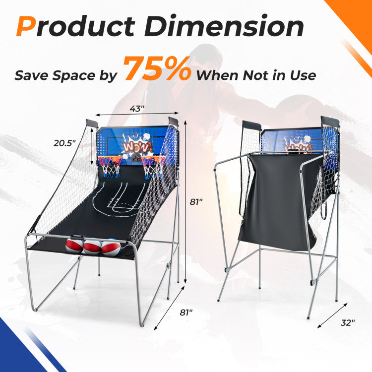 Dual Shot Basketball Arcade Game - 8 Modes, 4 Balls for Fun Family Play
