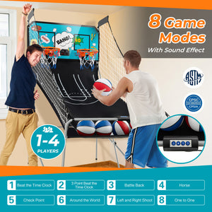 Dual Shot Basketball Arcade Game - 8 Modes, 4 Balls for Fun Family Play