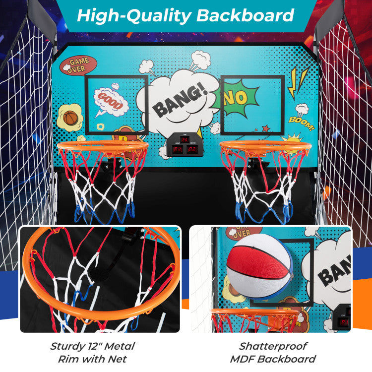 Dual Shot Basketball Arcade Game - 8 Modes, 4 Balls for Fun Family Play