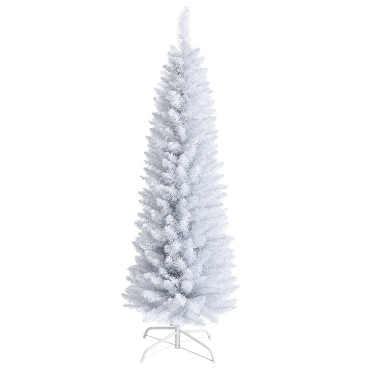 Elegant Artificial Christmas Pencil Tree with Convenient Folding Metal Stand