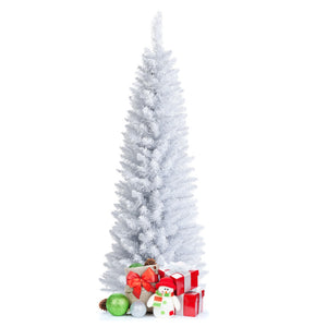 Elegant Artificial Christmas Pencil Tree with Convenient Folding Metal Stand