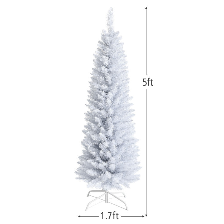 Elegant Artificial Christmas Pencil Tree with Convenient Folding Metal Stand